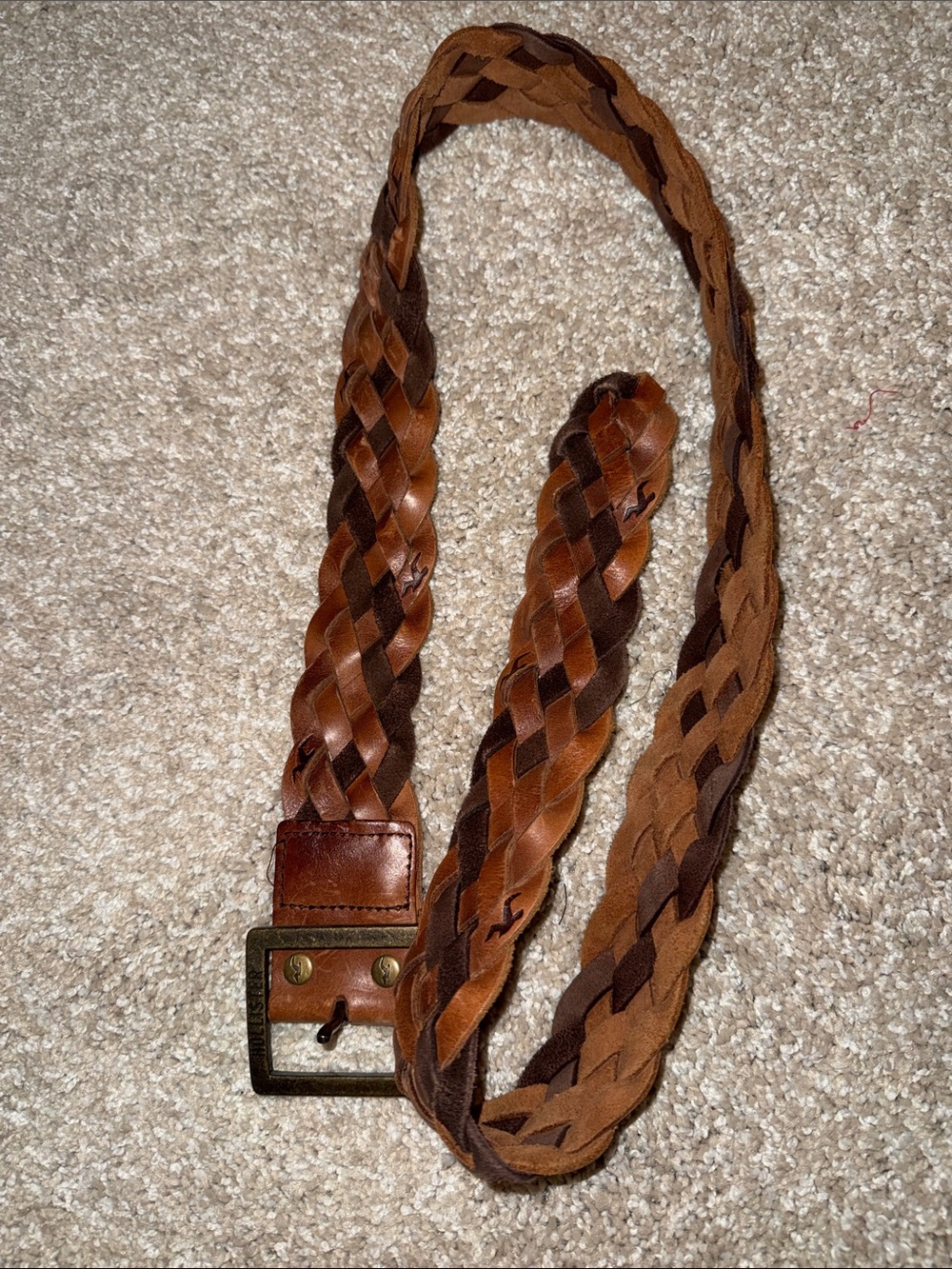 Hollister Braided Leather Belt in Mixed Brown Tones